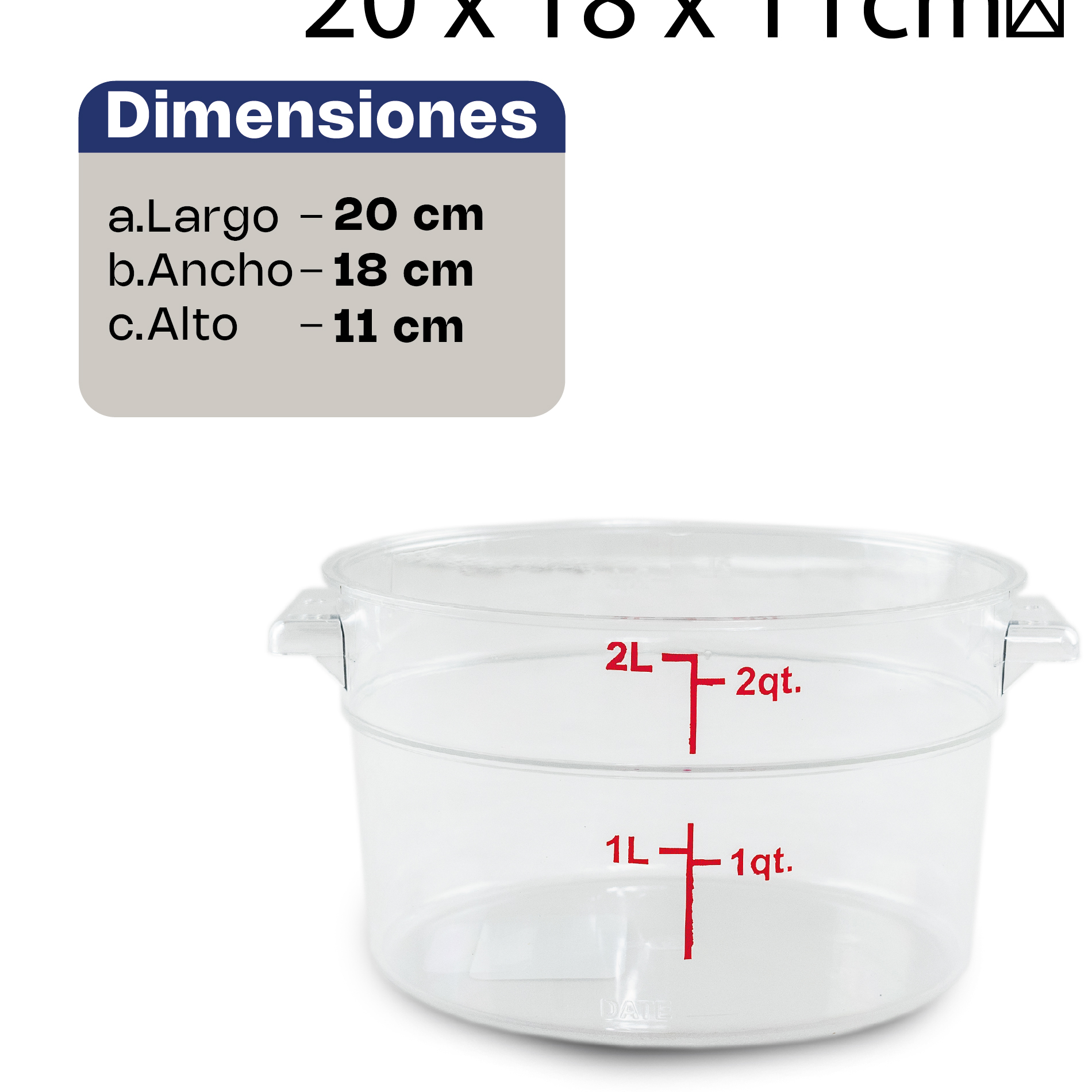 recipiente redondo de policarbonato 2 qt recipiente redondo de policarbonato 2 qt